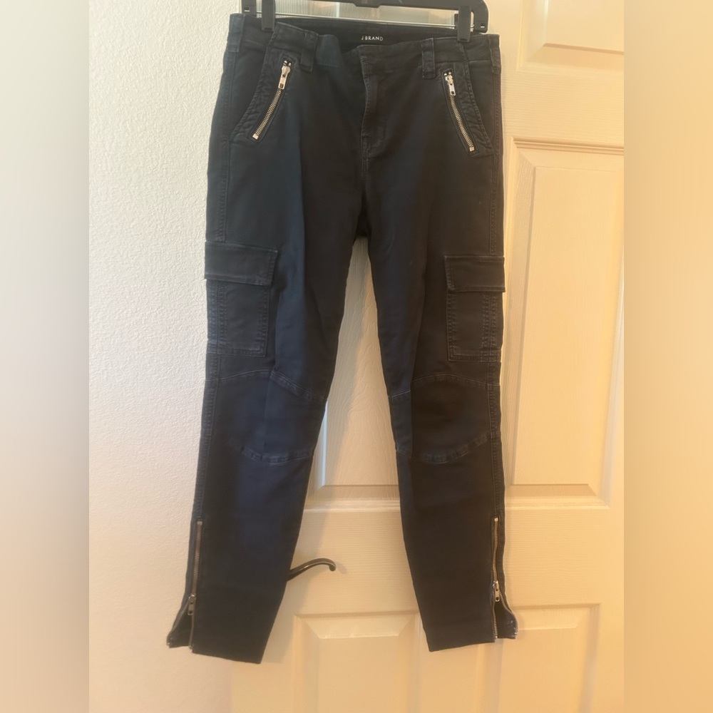 J Brand Dark Skinny Jeans with Zipper Accents